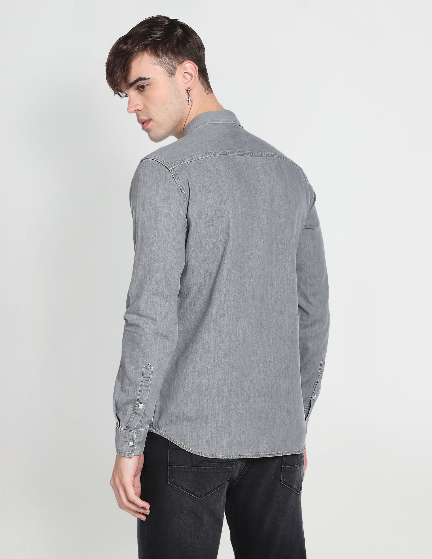 Flying Machine Spread Collar Denim Shirt