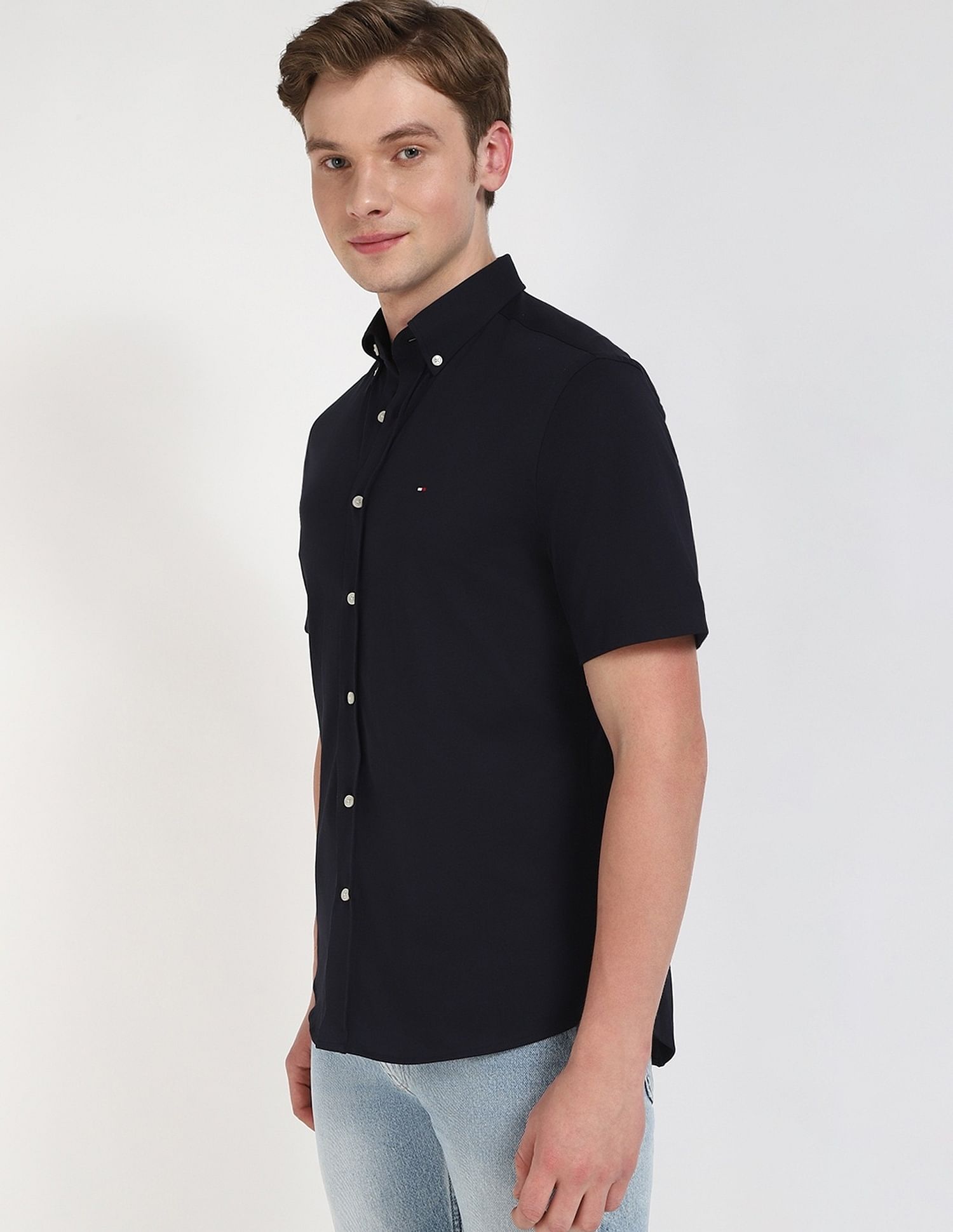 Tommy Hilfiger Solid Regular-Fit Cotton Shirt