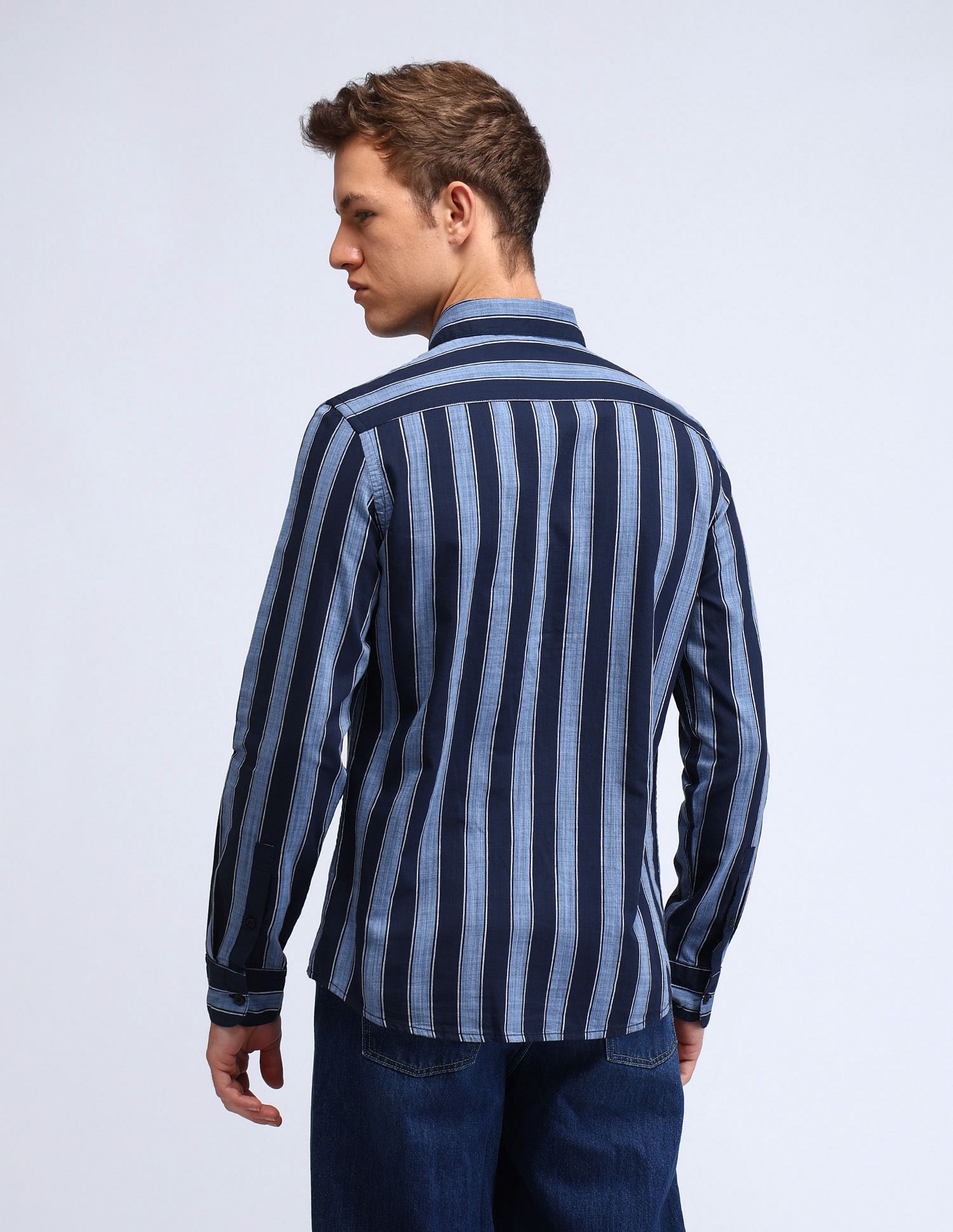 Flying Machine Slim Fit Vertical Striped Shirt