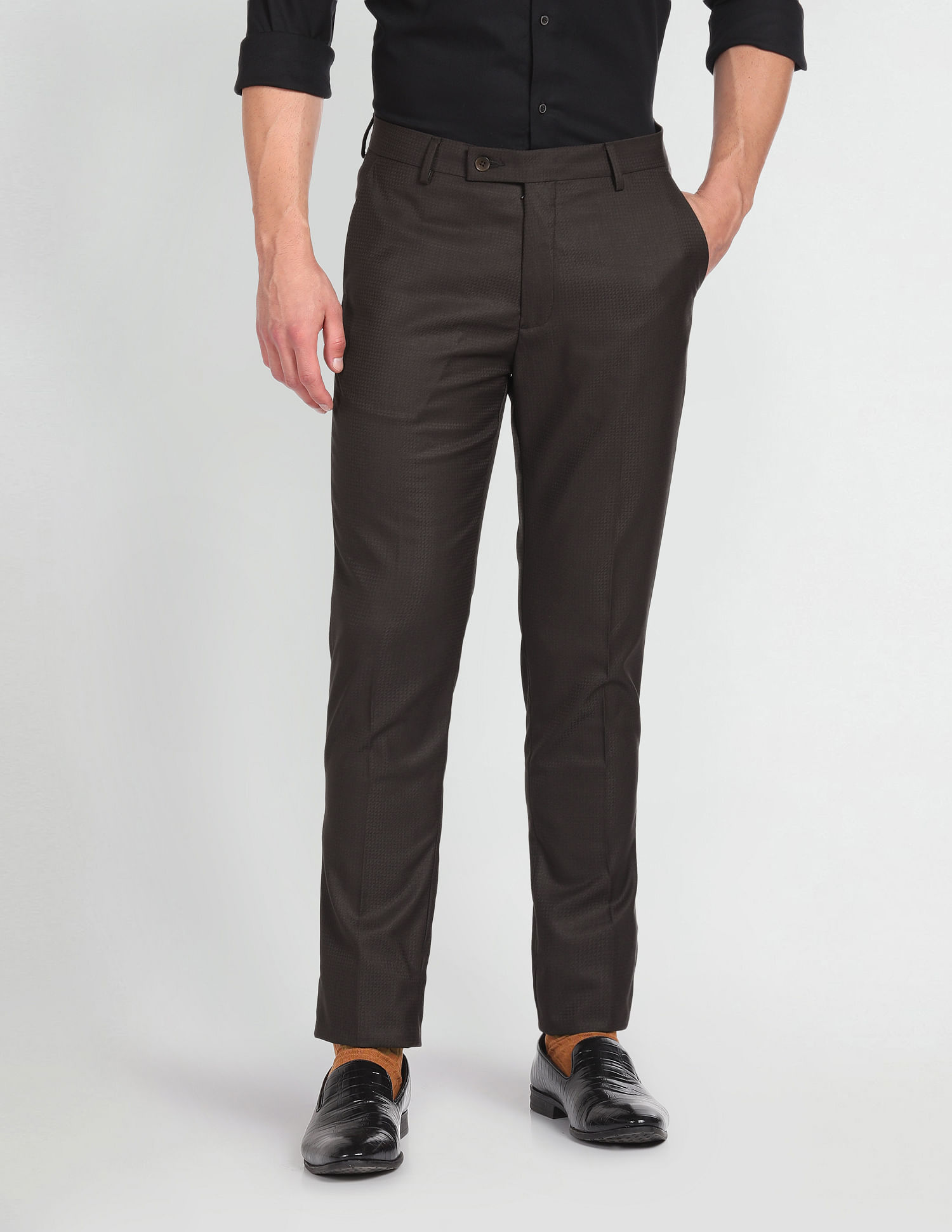 Arrow Jackson Super Slim Fit Dobby Formal Trousers