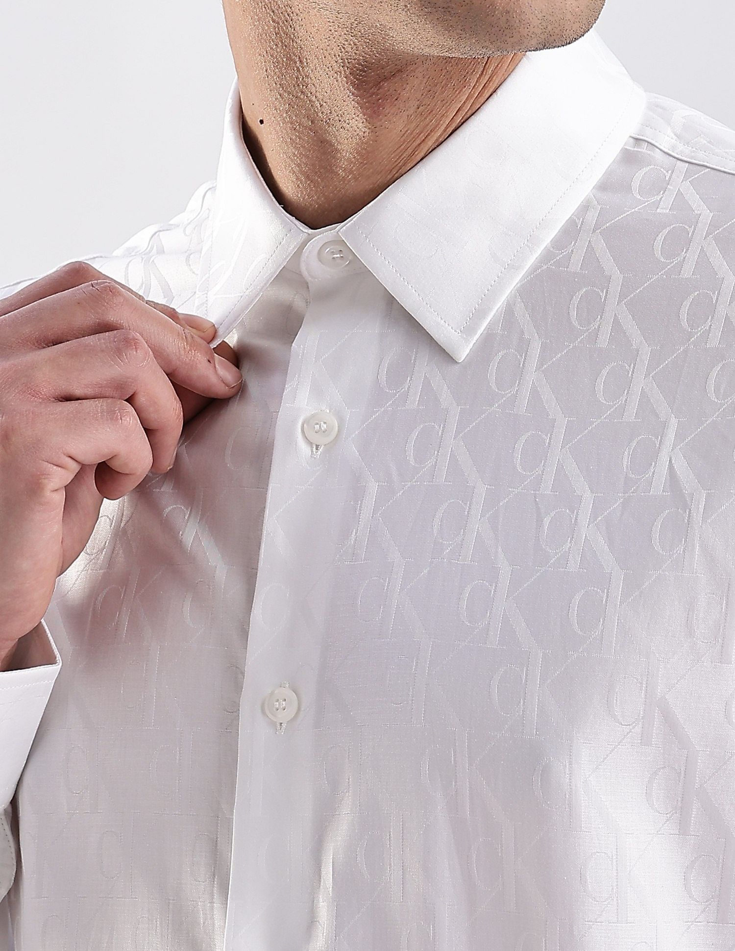 Calvin Klein Jeans Logo Slim Fit Jaquard Woven Shirt