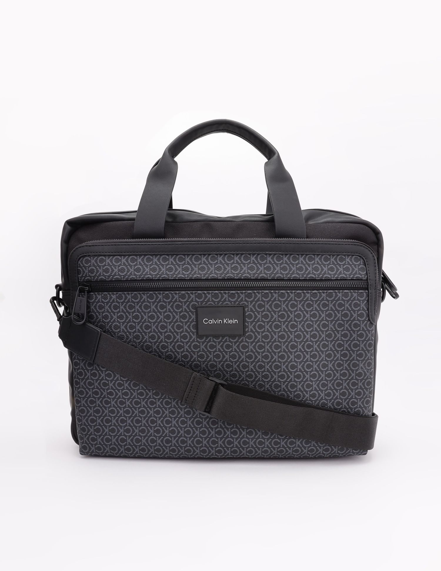 Buy Calvin Klein Logo Black Polyester Laptop Bag