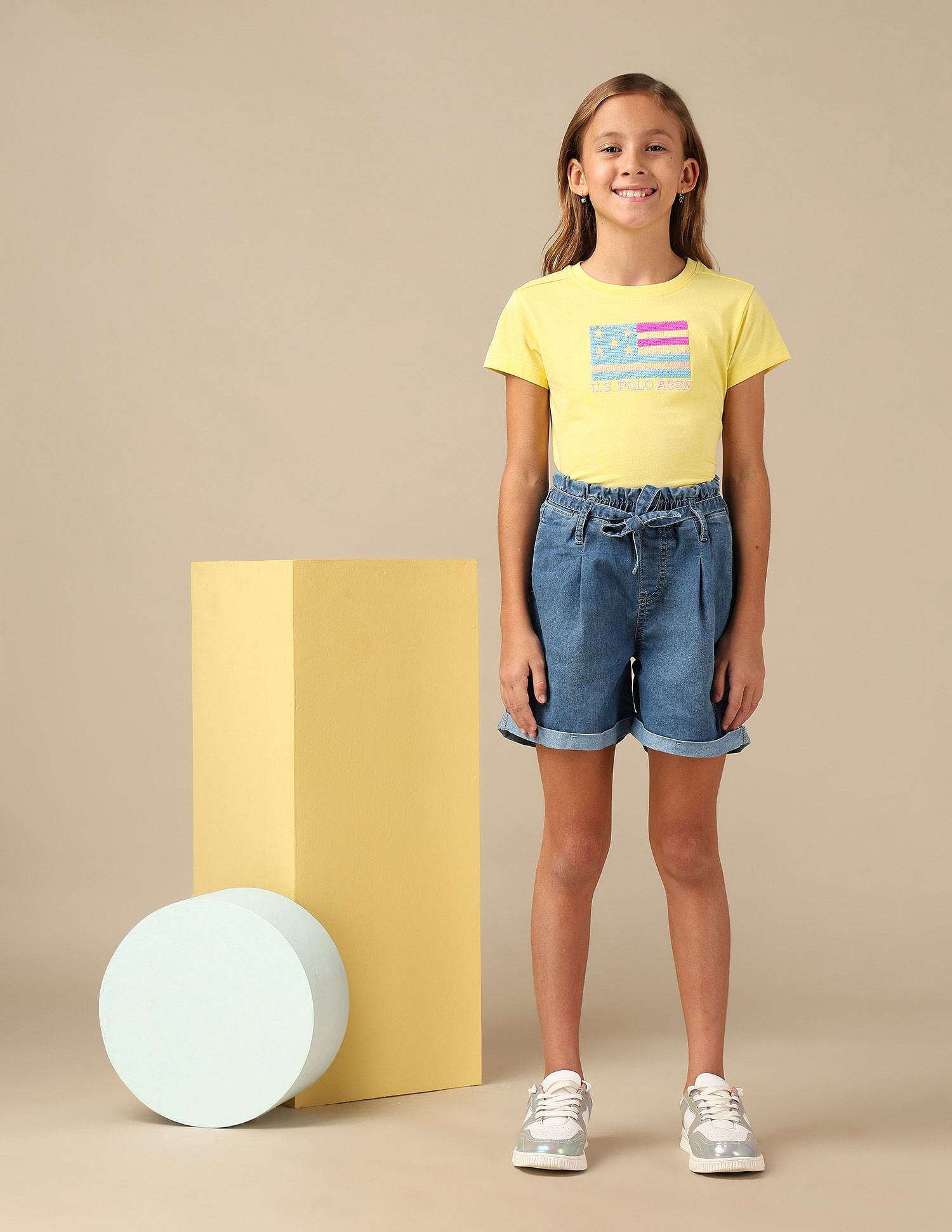 U.S. Polo Assn. Kids Girls Flip Sequins Relaxed Fit  T-Shirt