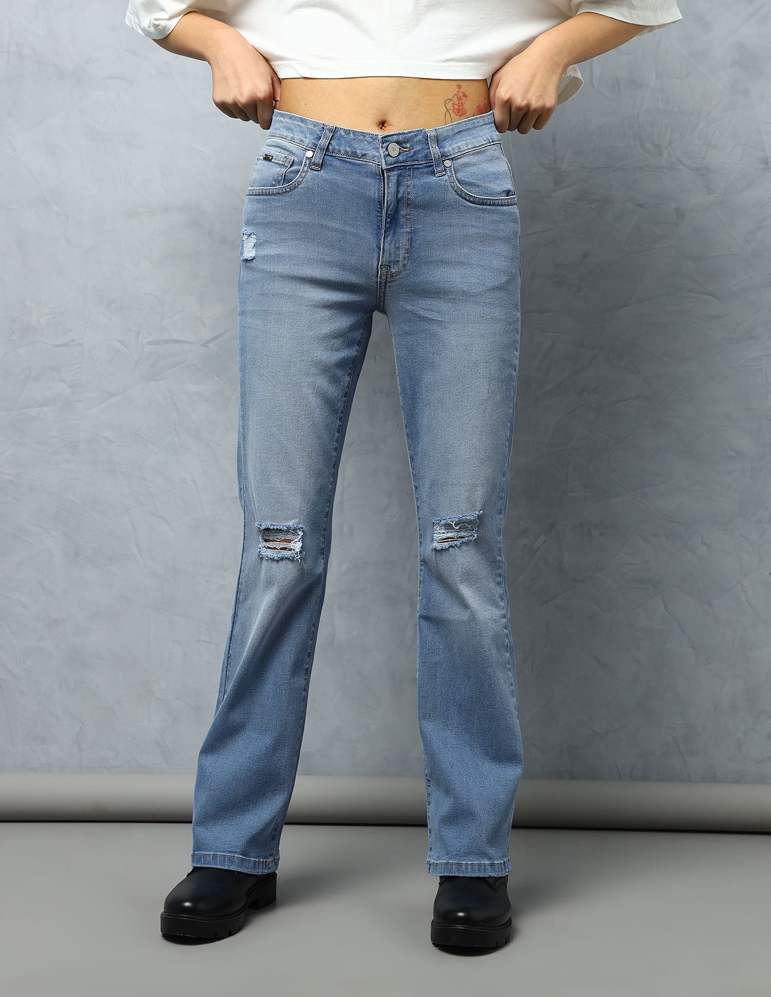 Flying Machine Women Mid Rise Skinny Bootcut Jeans