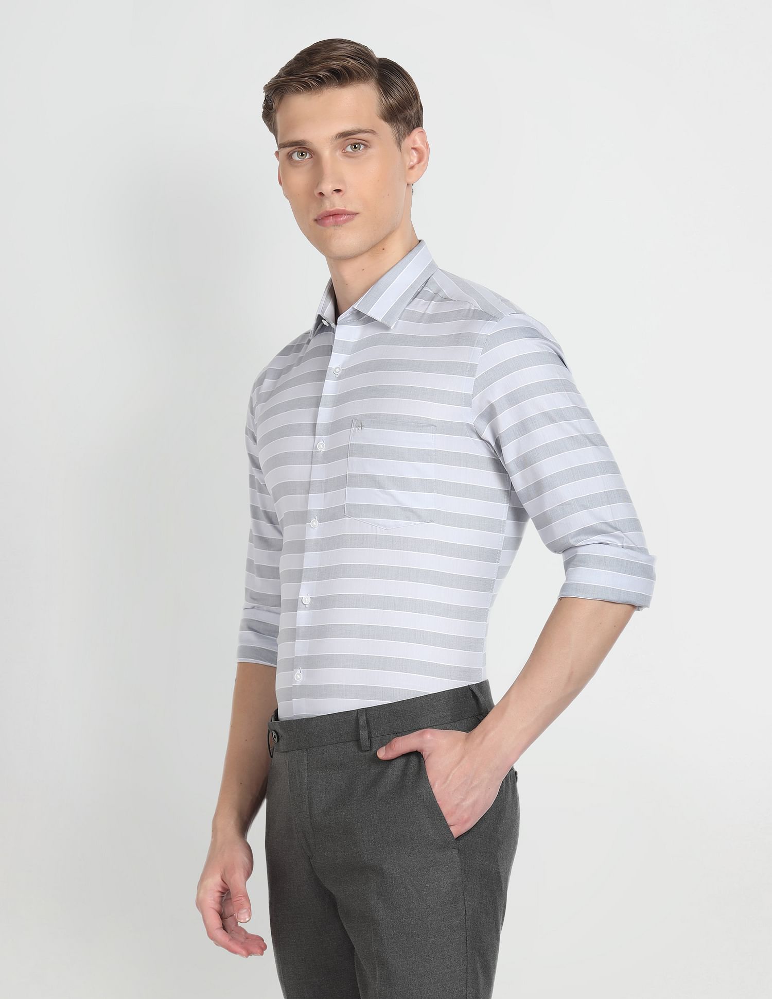 Arrow Newyork Horizontal Stripe Cotton Shirt