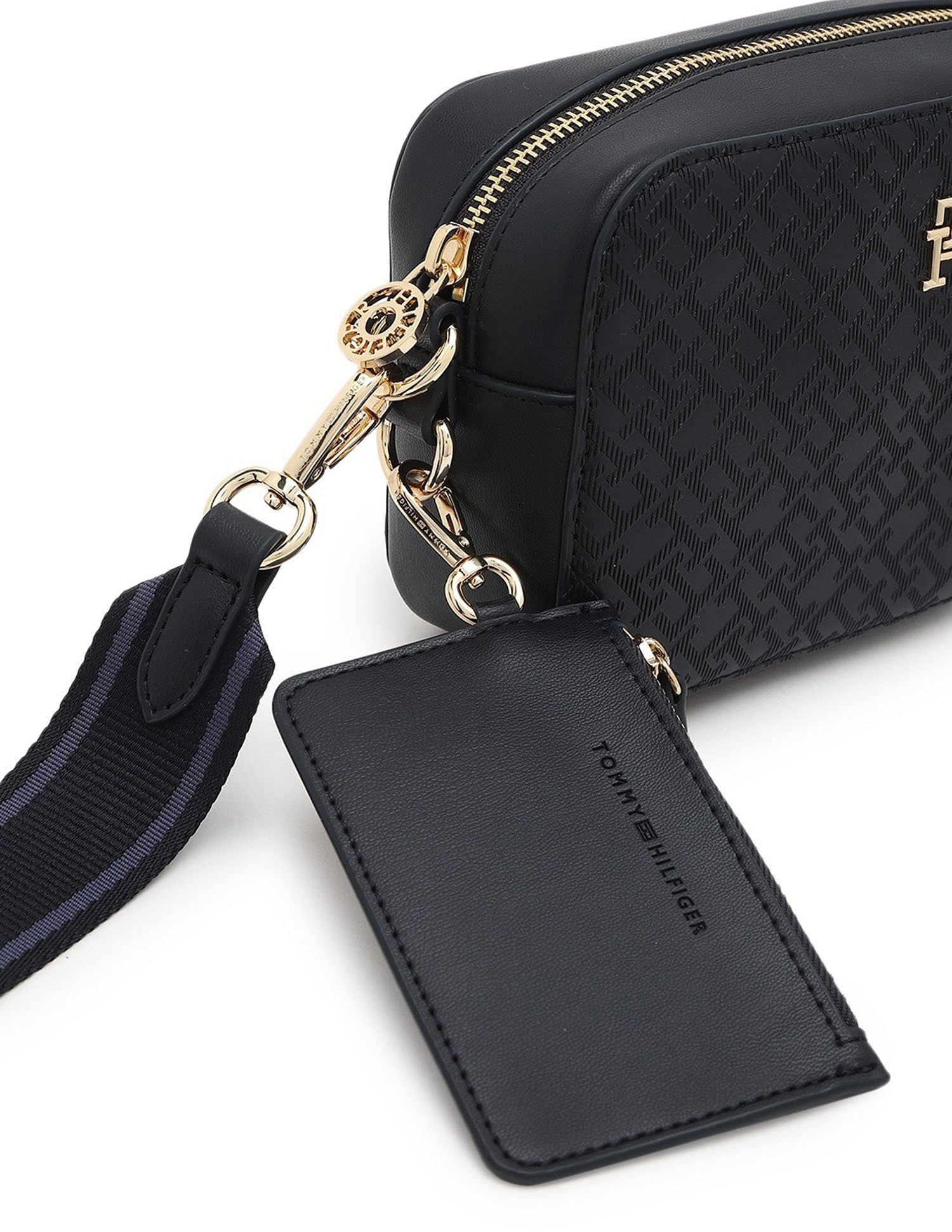 Tommy Hilfiger Textured Black PU Sling Bag