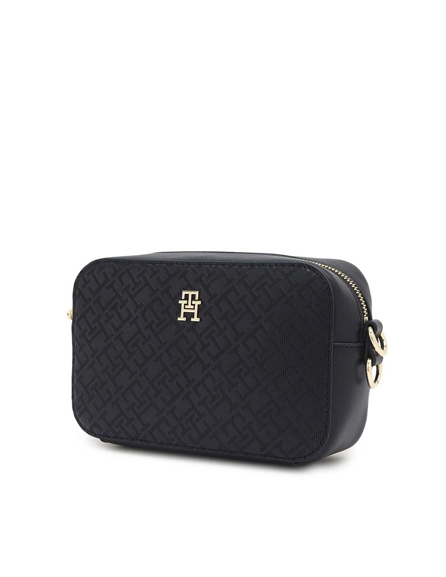 Tommy Hilfiger Textured Black PU Sling Bag