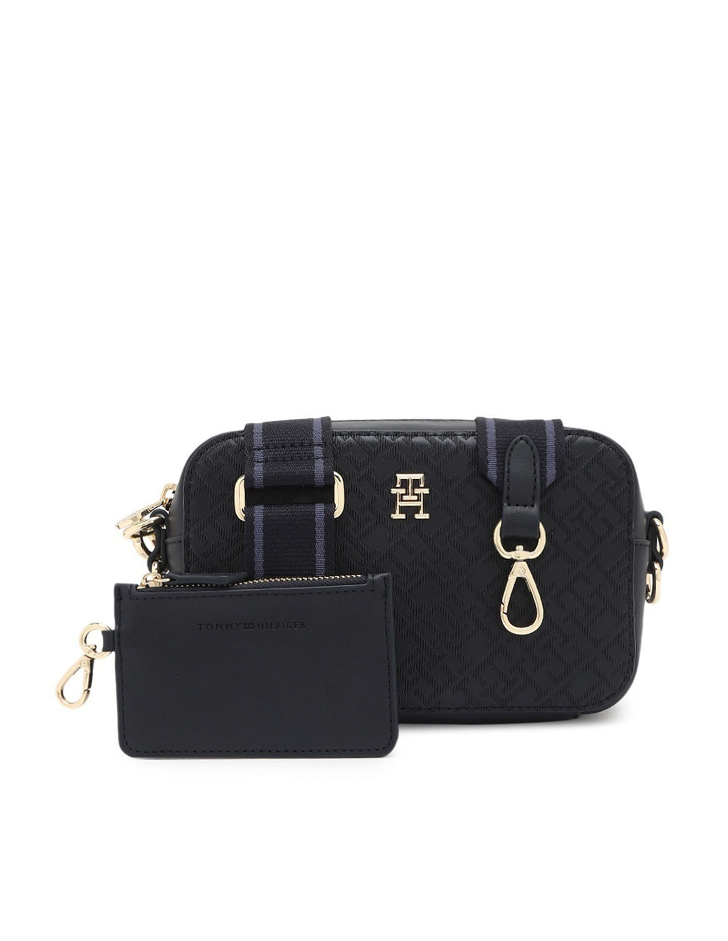 Tommy Hilfiger Textured Black PU Sling Bag