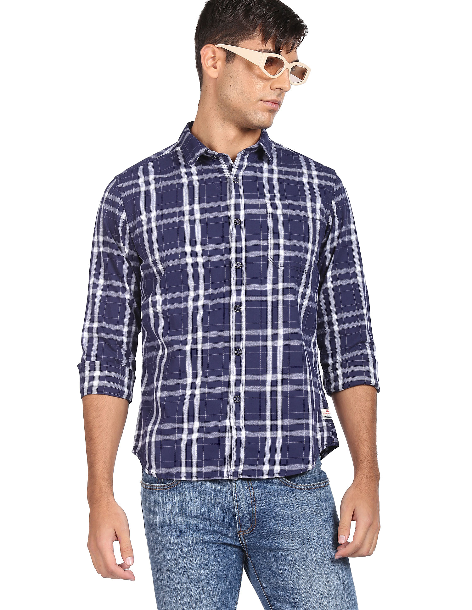 Flying Machine Plaid Check Pure Cotton Shirt