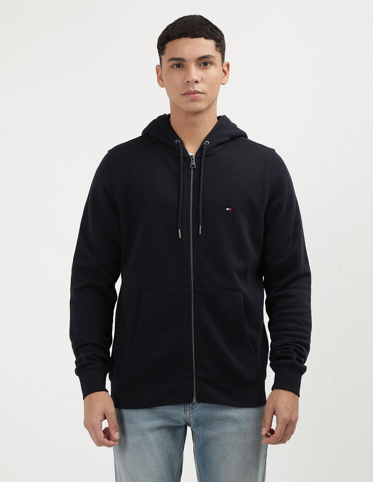 Tommy Hilfiger Flag Logo Zip Through Hooded Sweatshirt