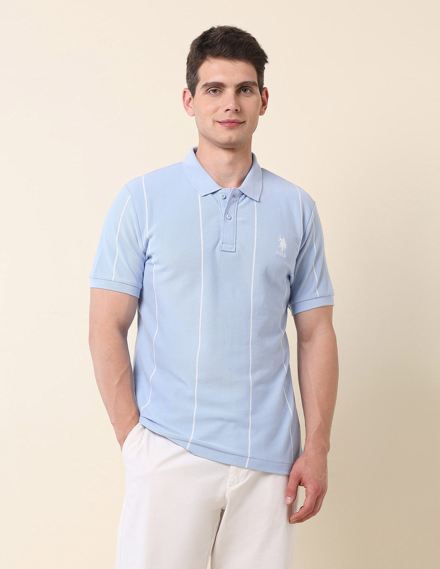 U.S. Polo Assn. Vertical Striped Summer Splash Polo Shirt