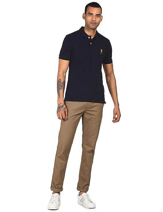 U.S. Polo Assn. Men Navy Solid Polo T-Shirt