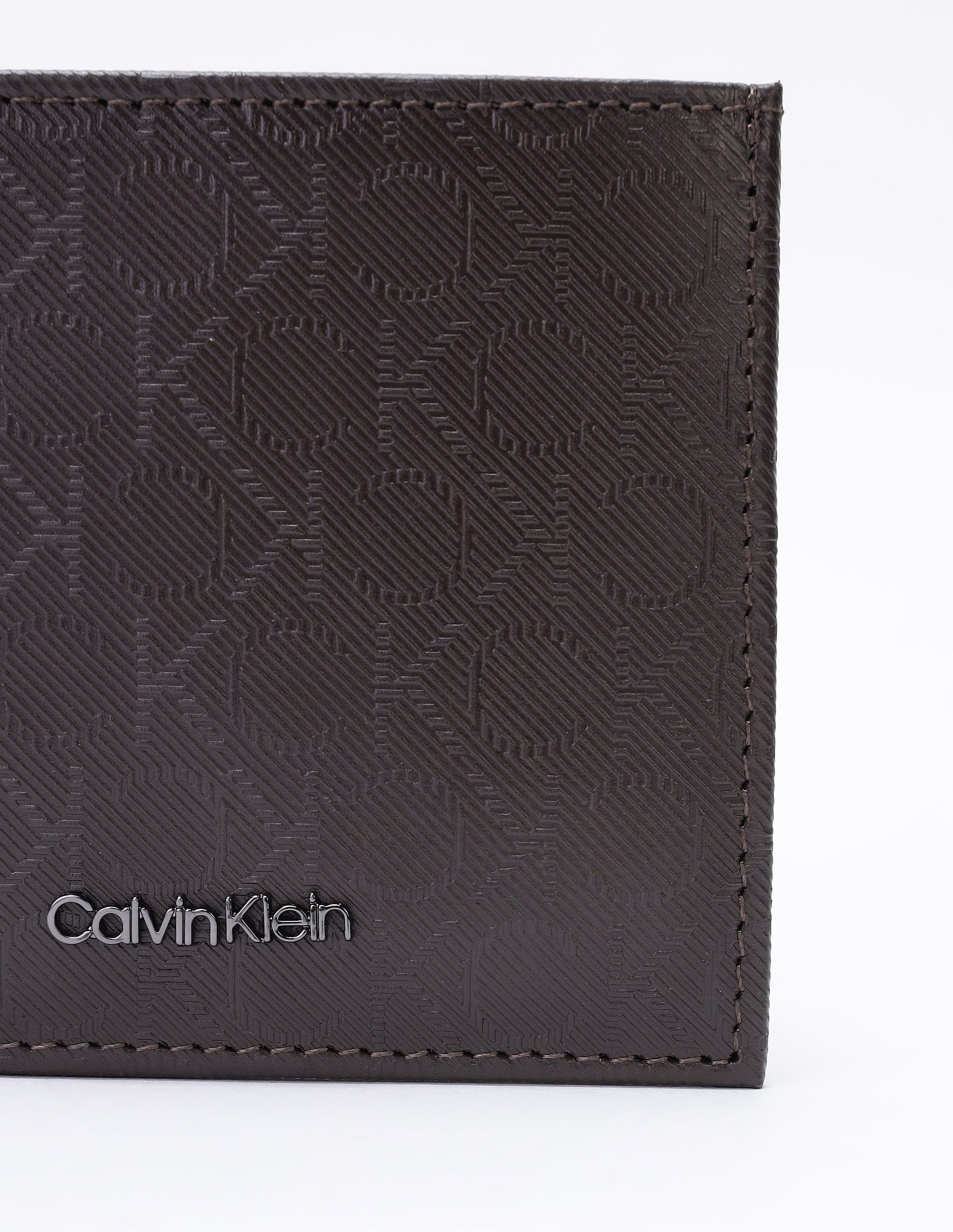 Calvin Klein Logo Brown Leather Bi-Fold Wallet