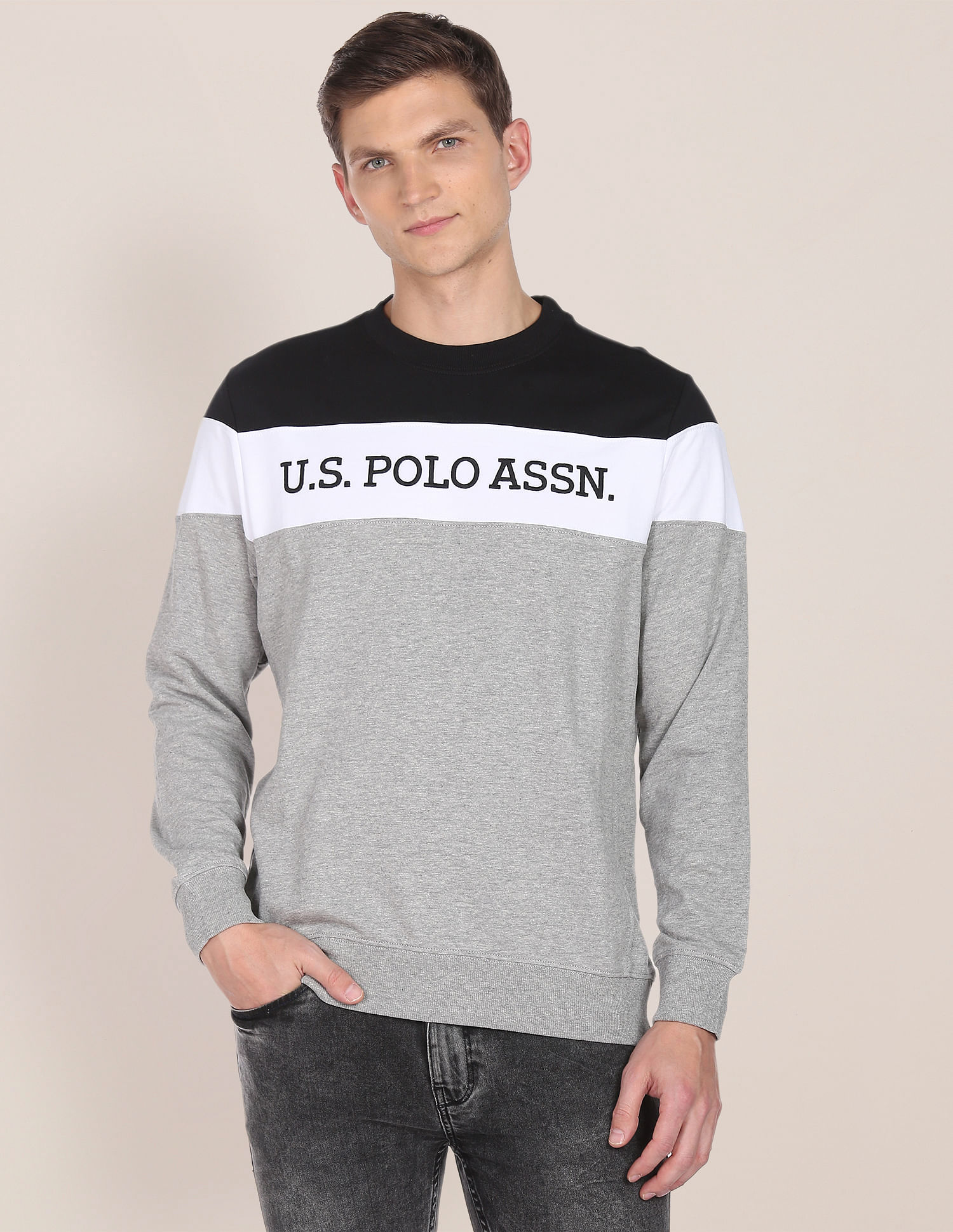 U.S. Polo Assn. Crew Neck Colour Block Sweatshirt