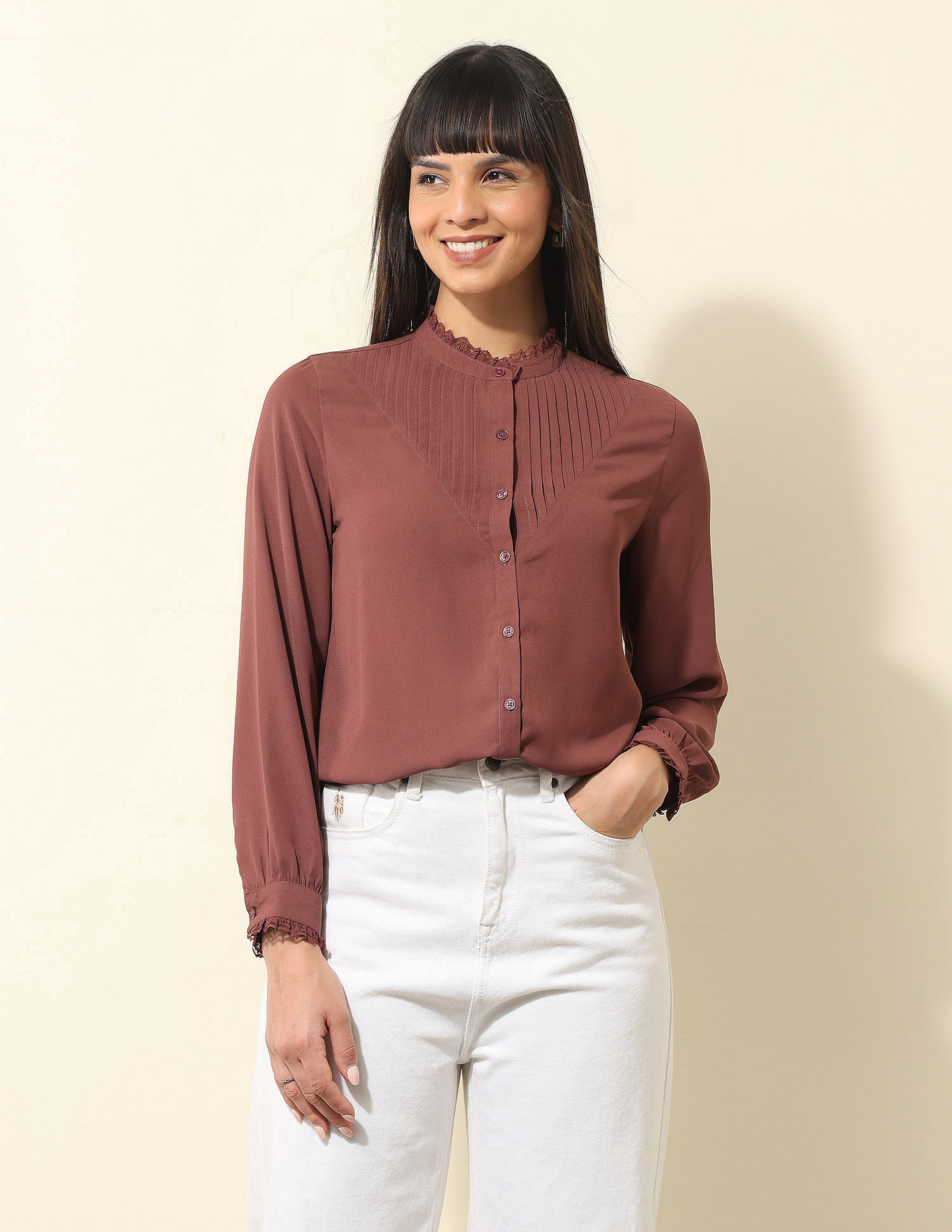 U.S. Polo Assn. Women Ruffled Frill Top
