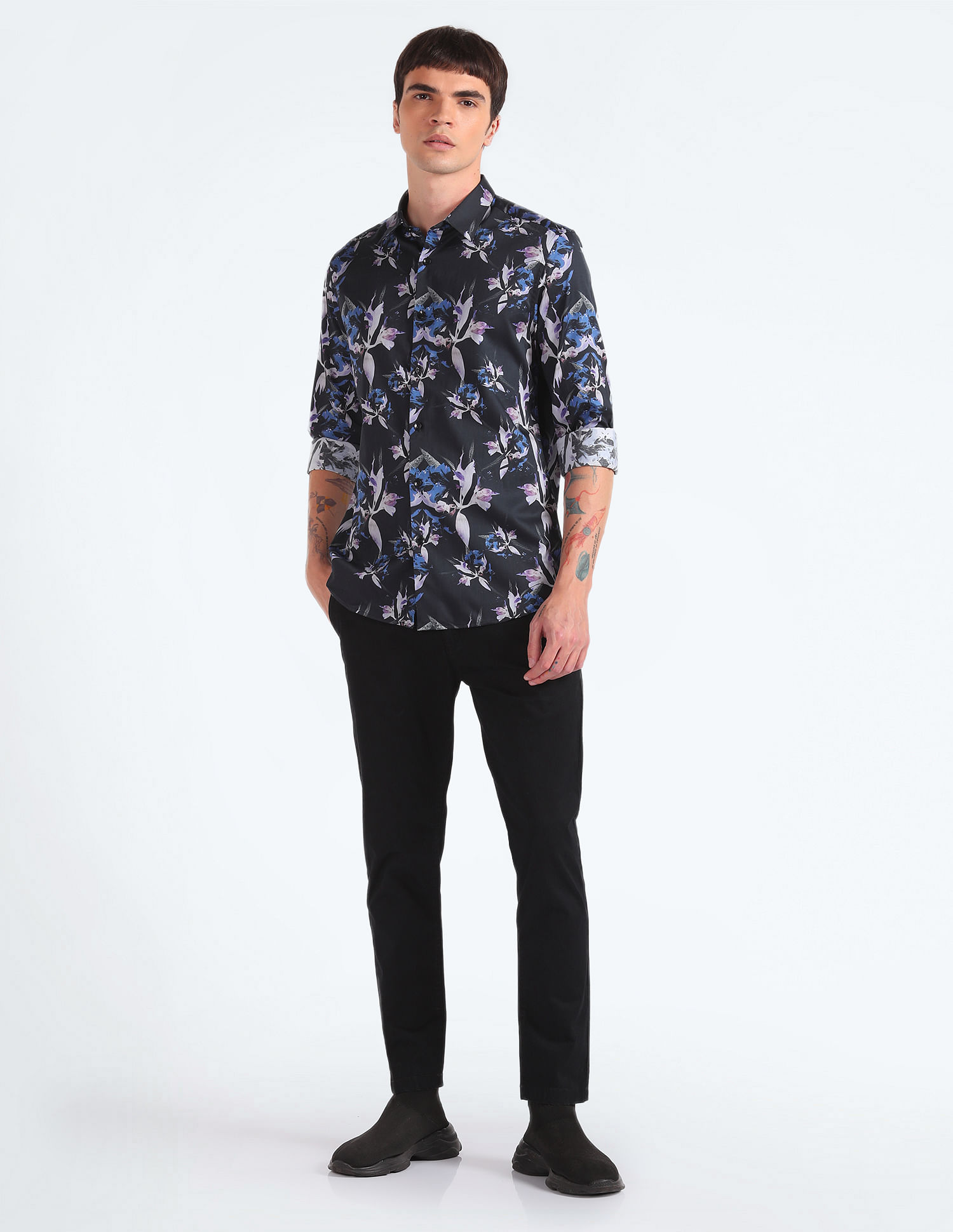 Flying Machine Floral Print Cotton Shirt