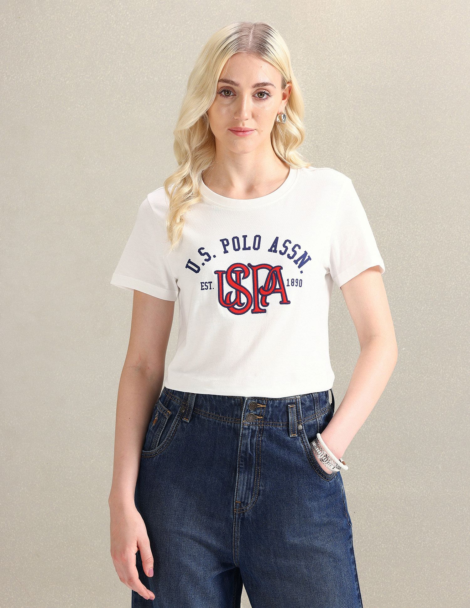 U.S. Polo Assn. Women HD Print Pure Cotton T-Shirt