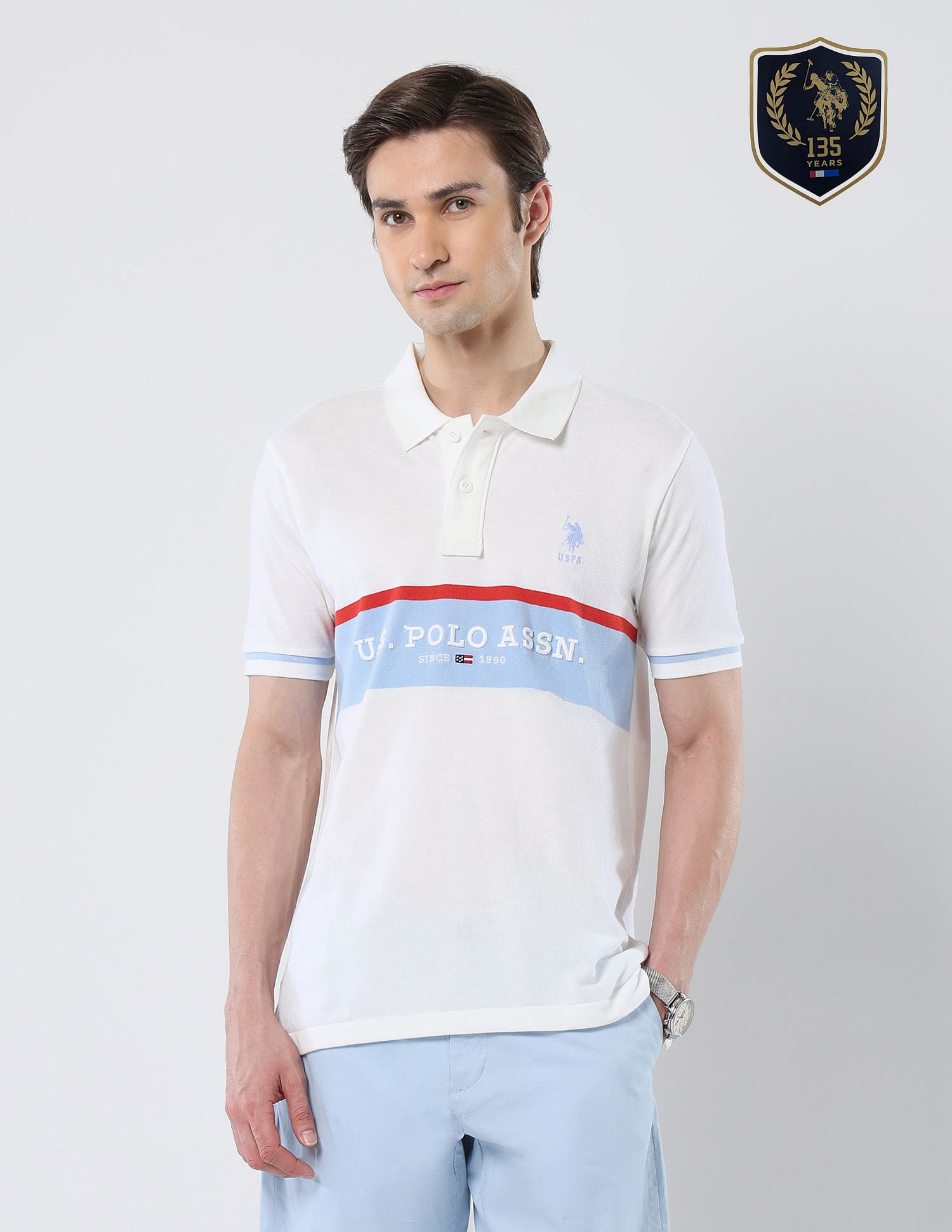 U.S. Polo Assn. Brand Embroidered 135 Anniversary Polo Shirt