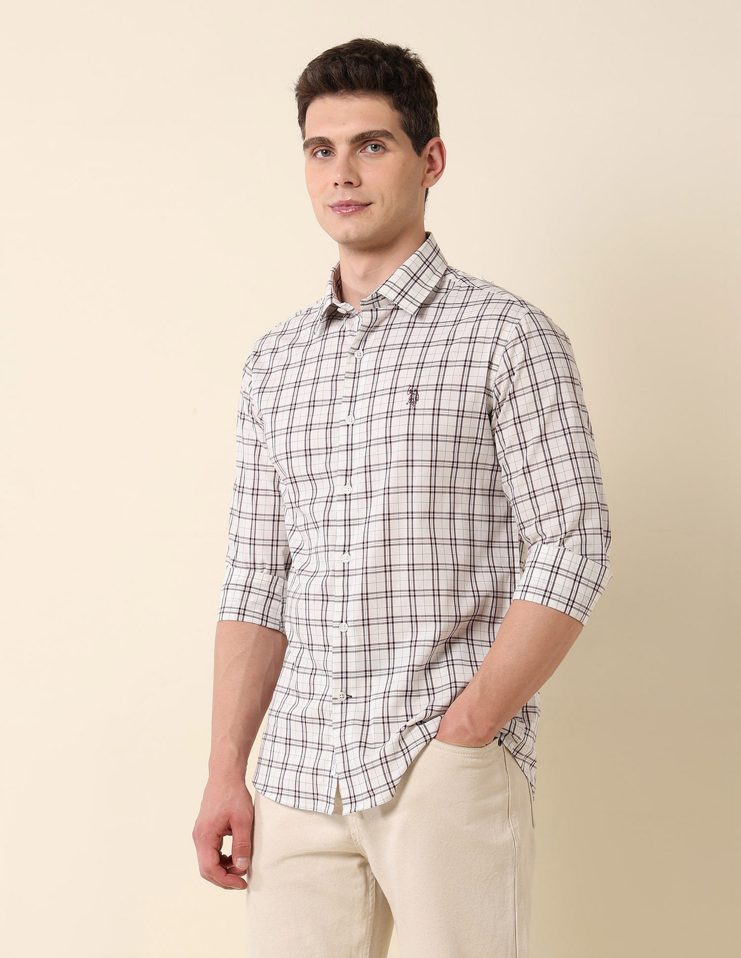 U.S. Polo Assn. Grid Tattersall Checked Tailored Fit Shirt