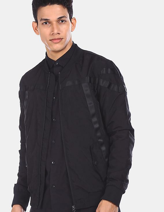 Flying Machine Tonal Tape Solid Bomber Jacket
