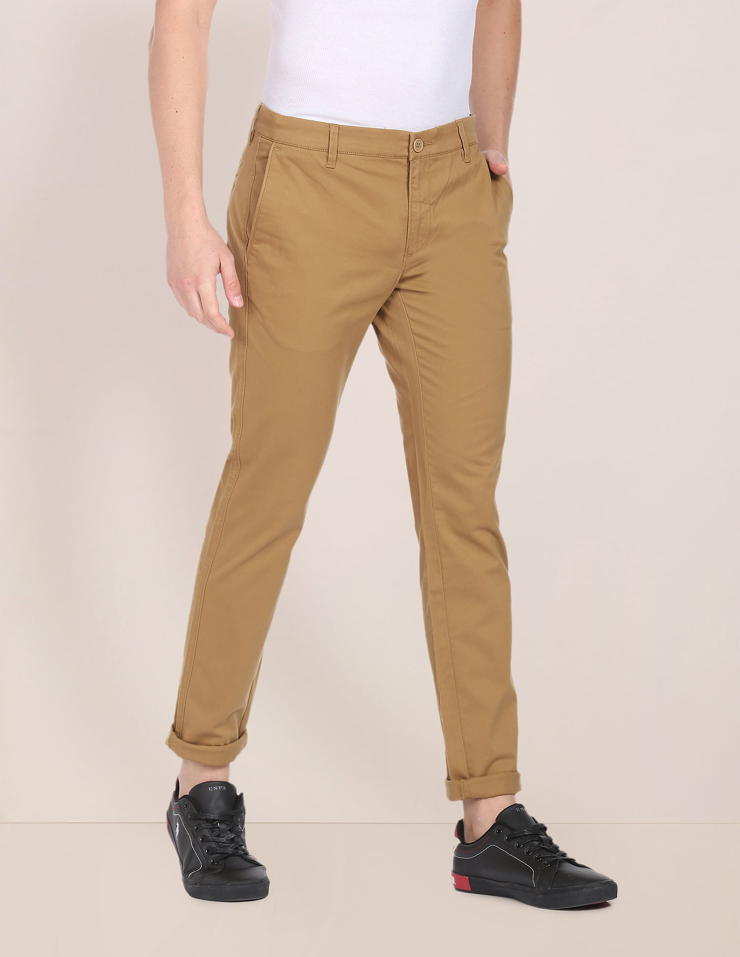 Buy online Brown Cotton Flat Front Casual Trousers from Bottom Wear for Men  by U.s. Polo Assn. for ₹1799 at 40% off | 2024 Limeroad.com