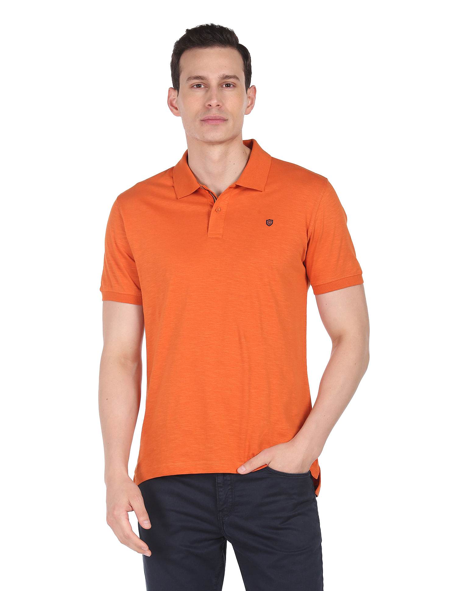 AD by Arvind Modern Jersey Slub Polo Shirt
