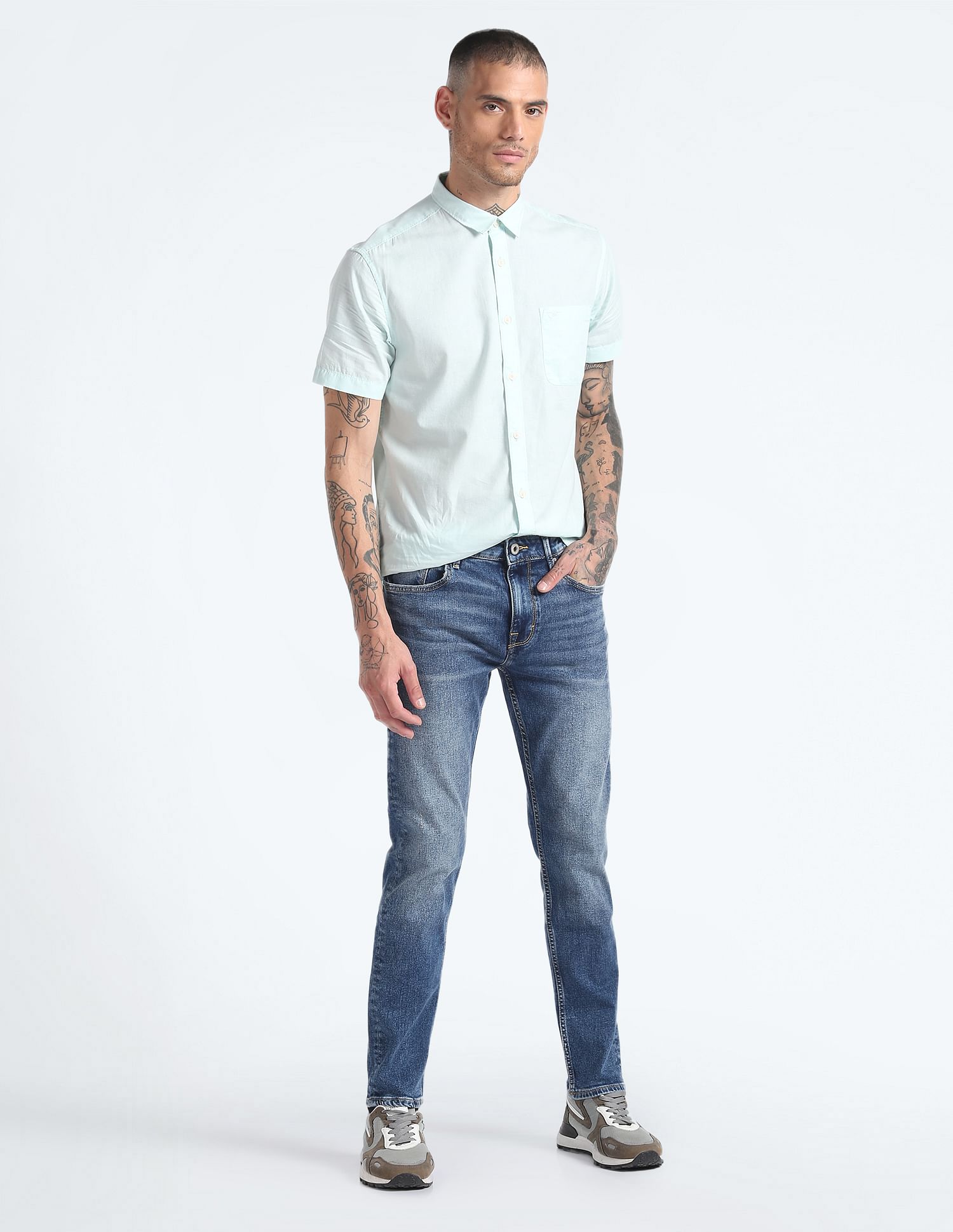 Flying Machine Slim Tapered Fit Stone Wash Jeans