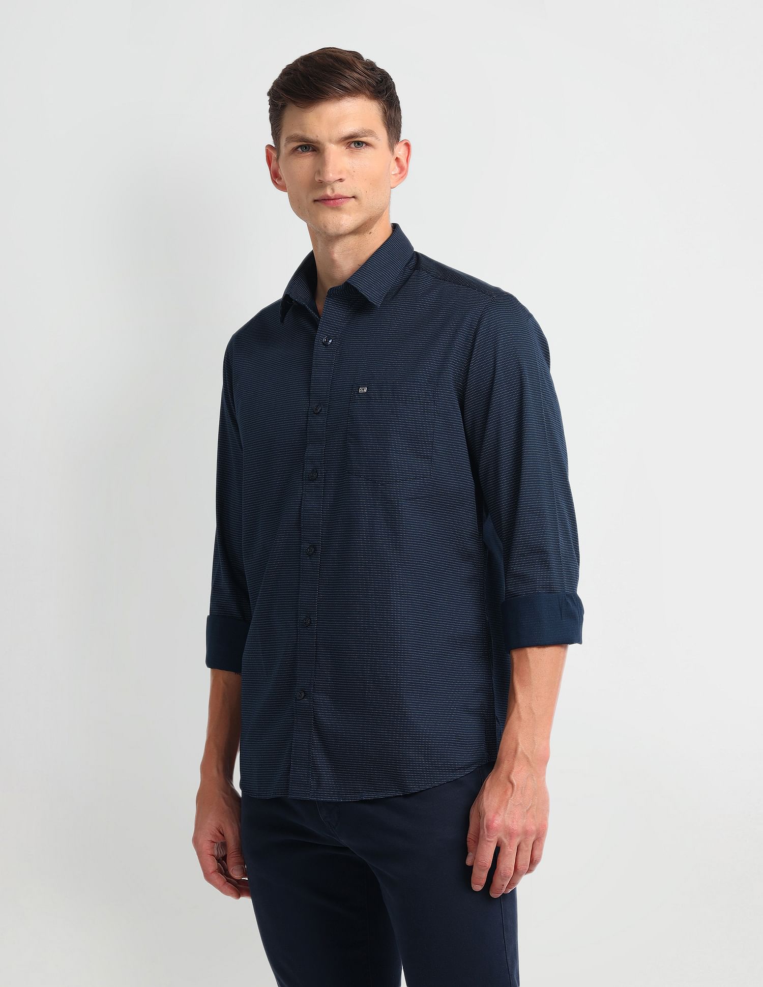 Arrow Sport Horizontal Striped Twill Shirt
