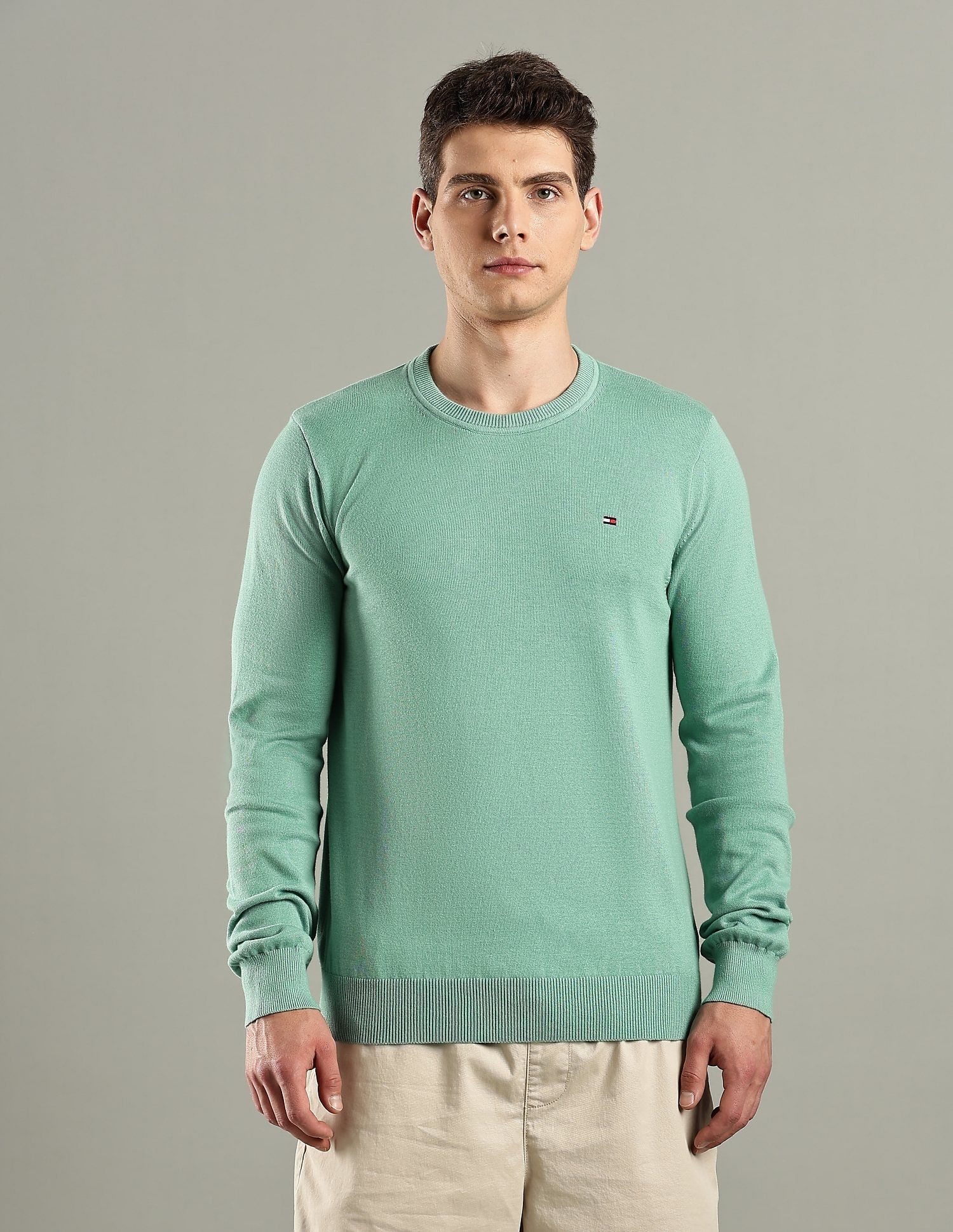 Tommy Hilfiger Solid Regular-Fit Cotton Sweater