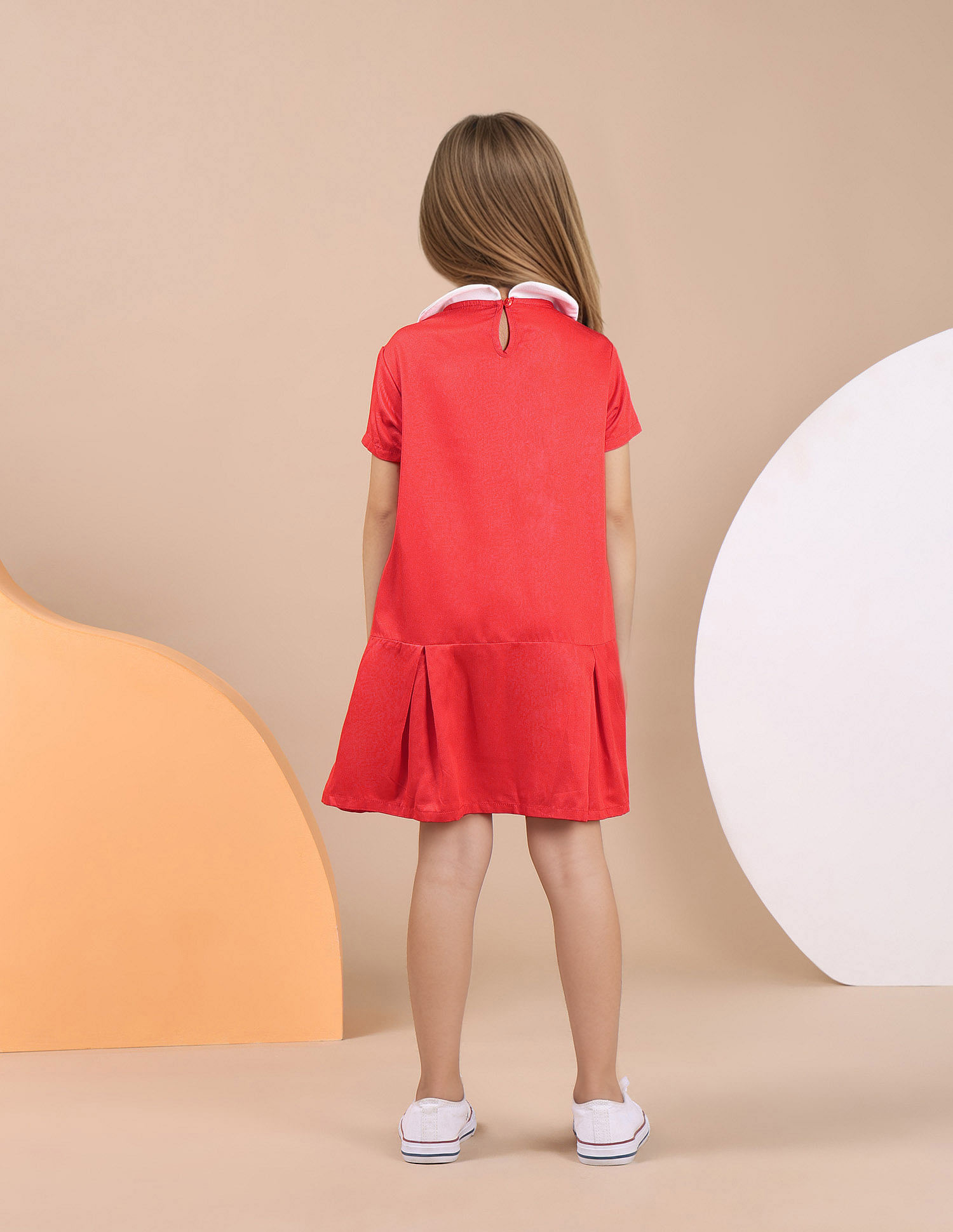 U.S. Polo Assn. Kids Girls Peter Pan Collar Pure Cotton Dress