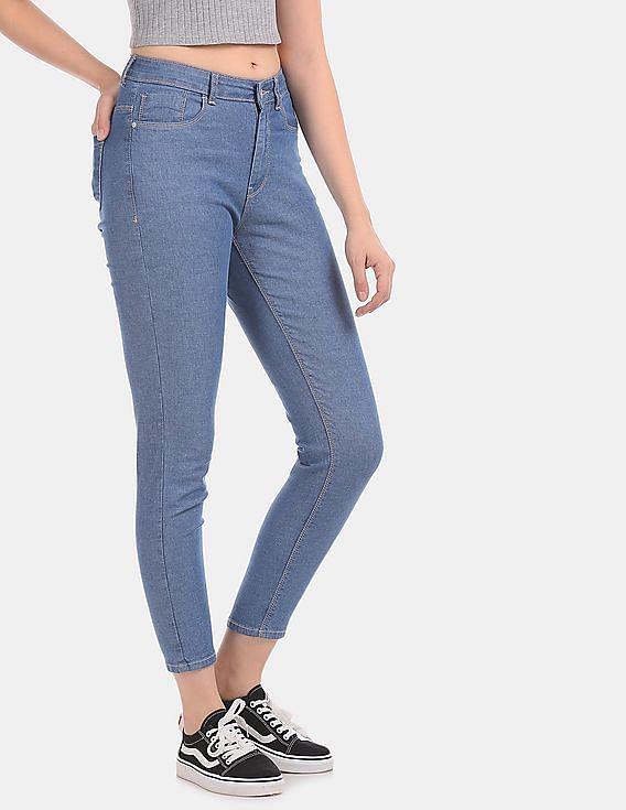 Slim retailer fit high waist jeans