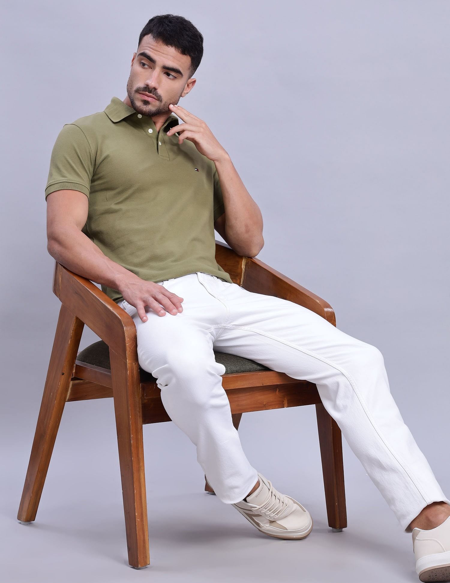 Tommy Hilfiger Mens Green Solid Polo Shirt