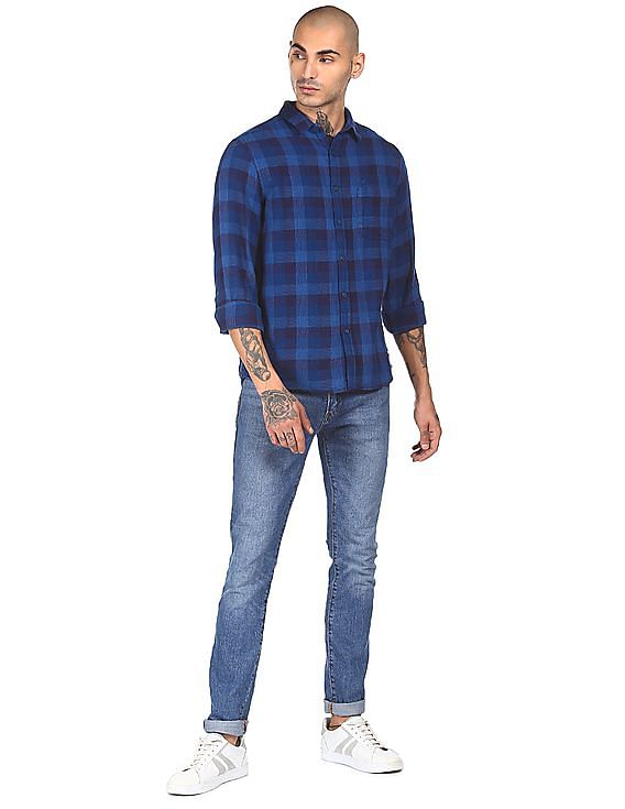 Flying Machine Button-Down Collar Check Shirt