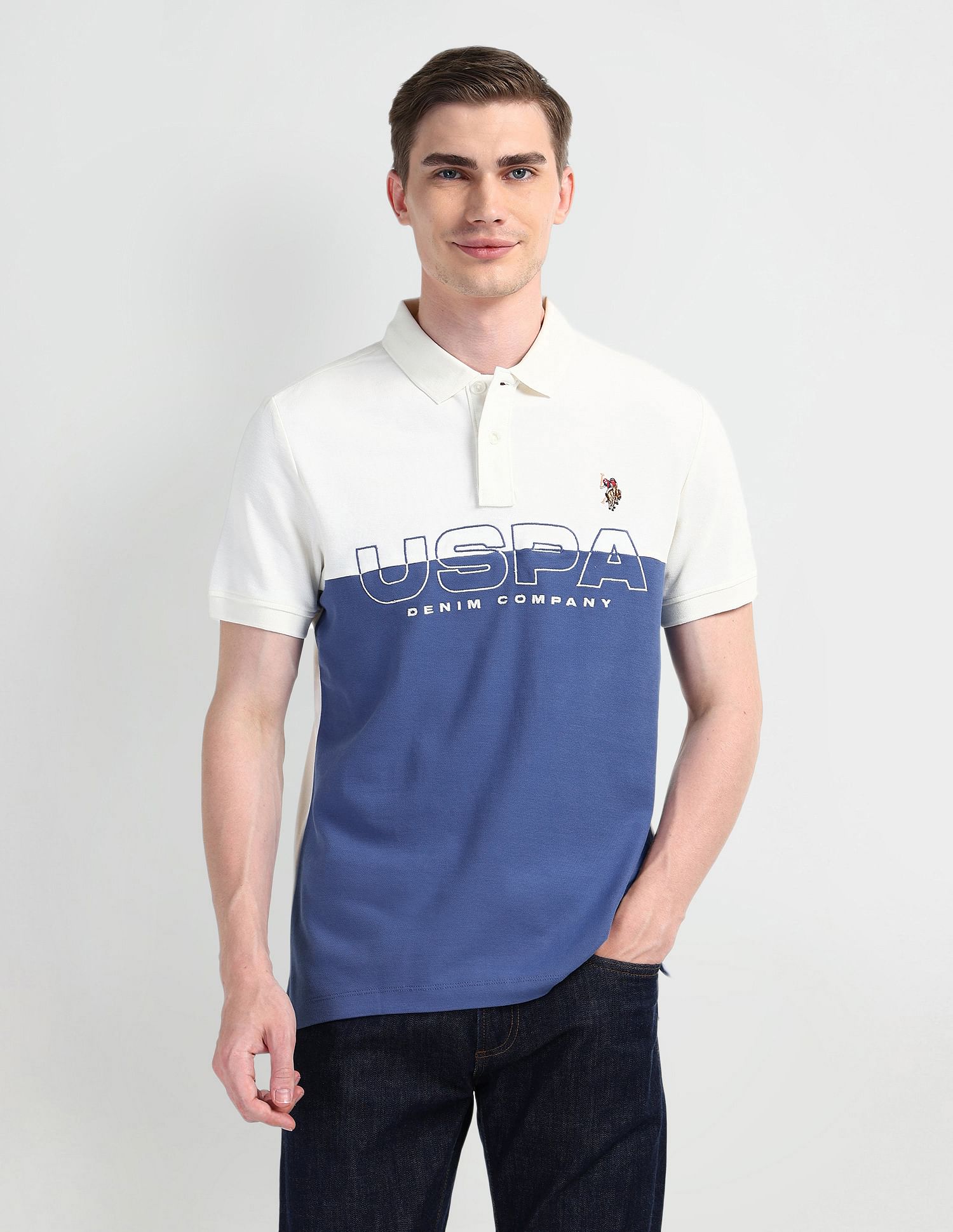 U.S. Polo Assn. Denim Co. Muscle Fit Colour Blocked Polo Shirt