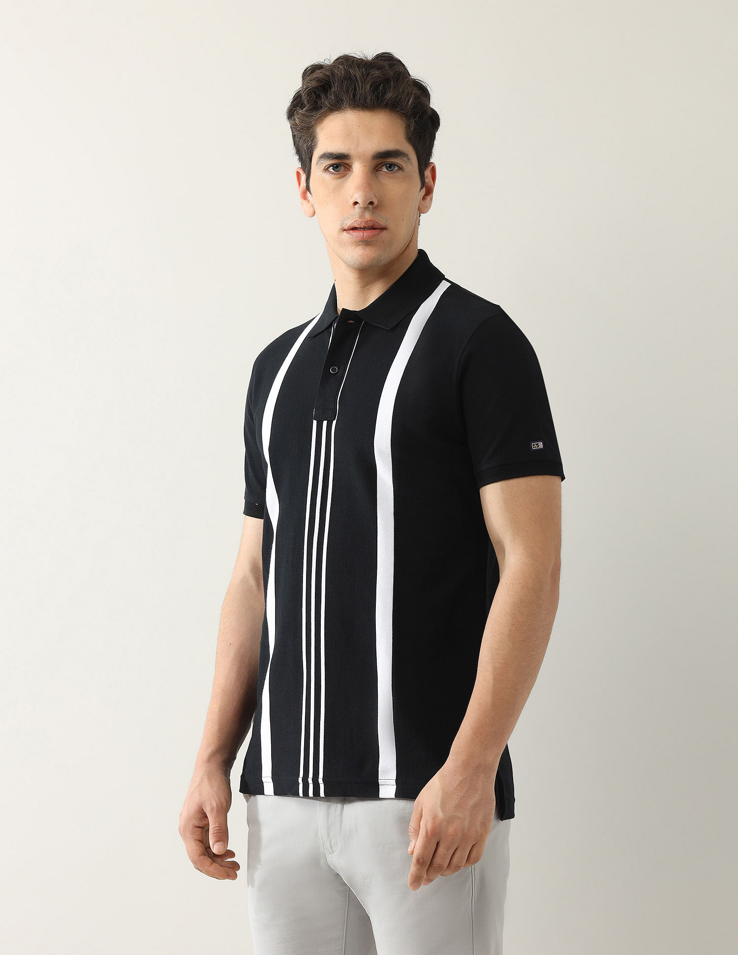 Arrow Sport Pure Cotton Vertical Striped Polo Shirt