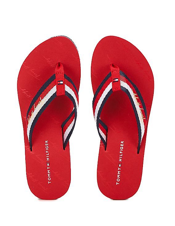 Tommy hilfiger red 2025 flip flops