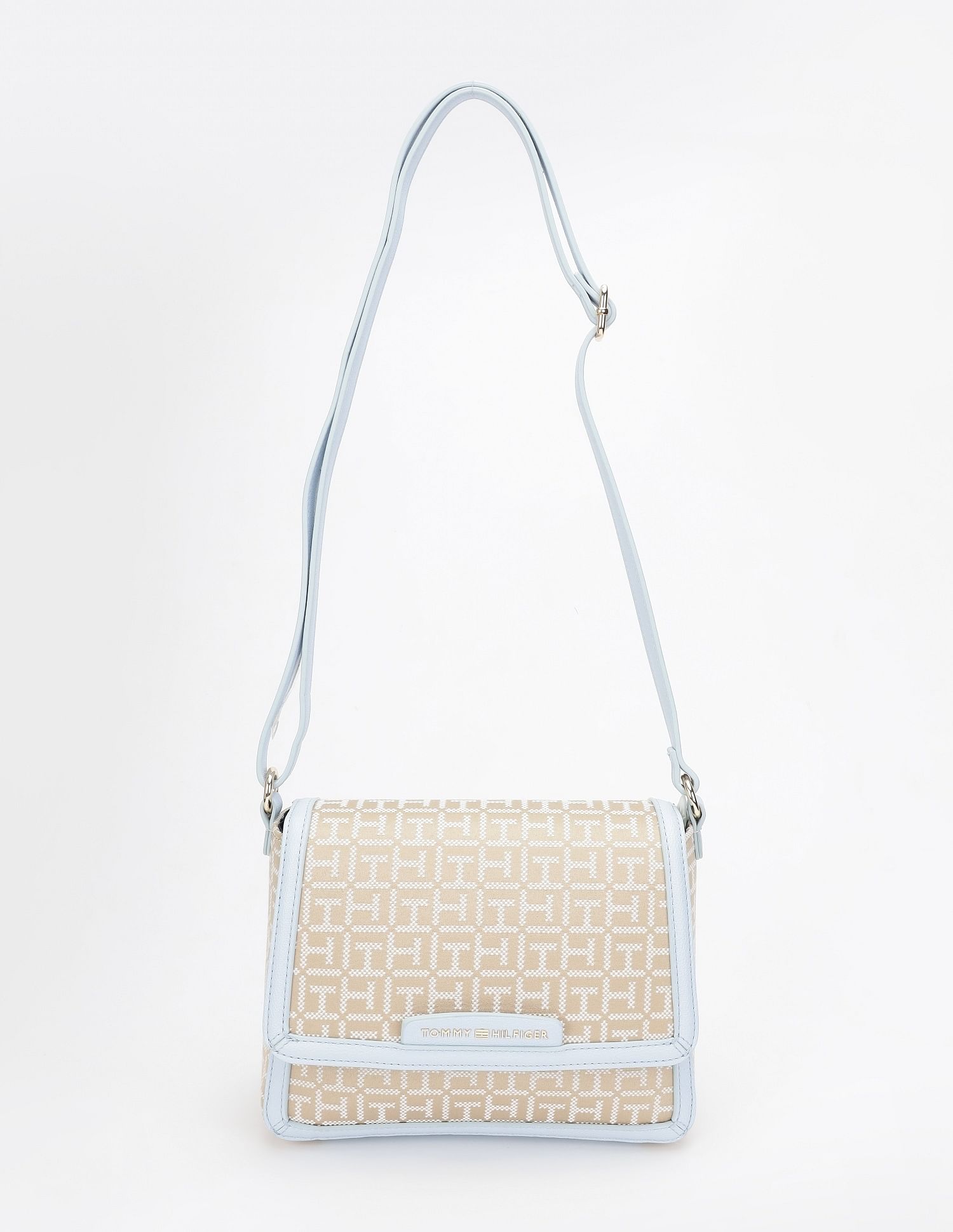 Tommy Hilfiger Logo Beige Polyester Sling Bag