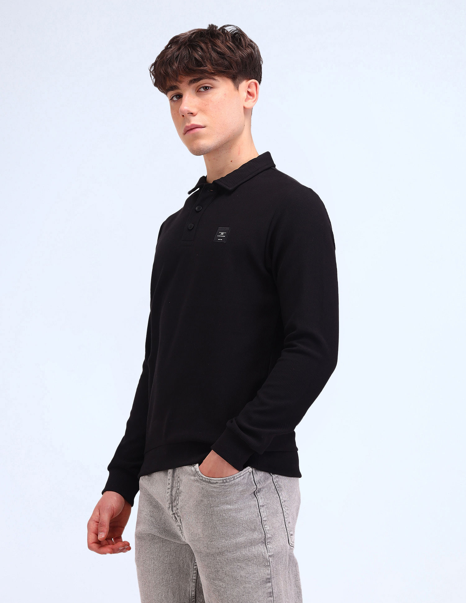 Flying Machine Solid Relaxed Fit Polo Shirt
