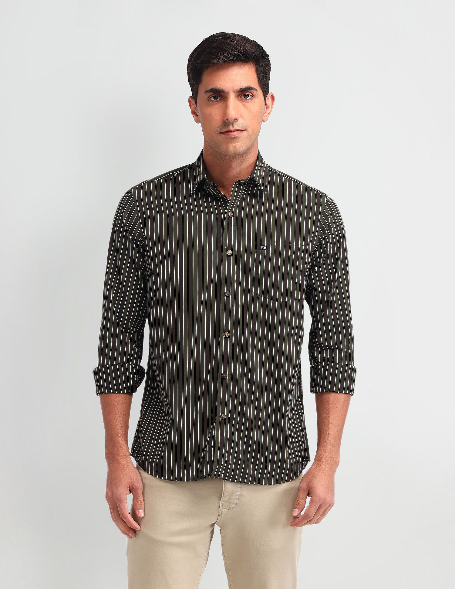 Arrow Sport Vertical Striped Tailored Fit Shirt