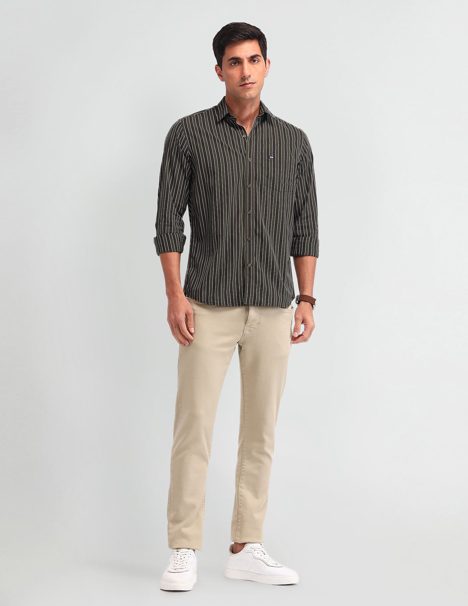 Arrow Sport Vertical Striped Tailored Fit Shirt