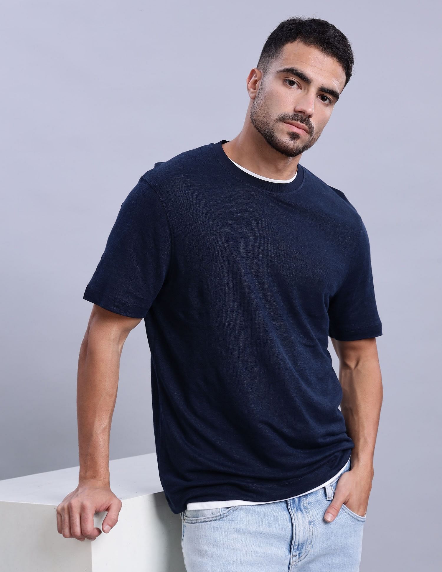 Tommy Hilfiger Mens Blue Printed T-Shirt
