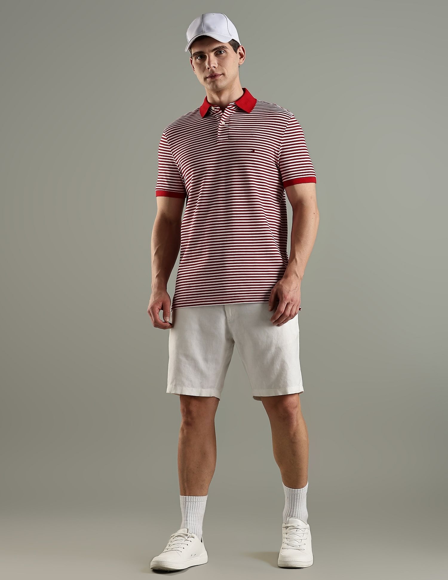 Tommy Hilfiger Striped Regular Fit Cotton Polo T-Shirt