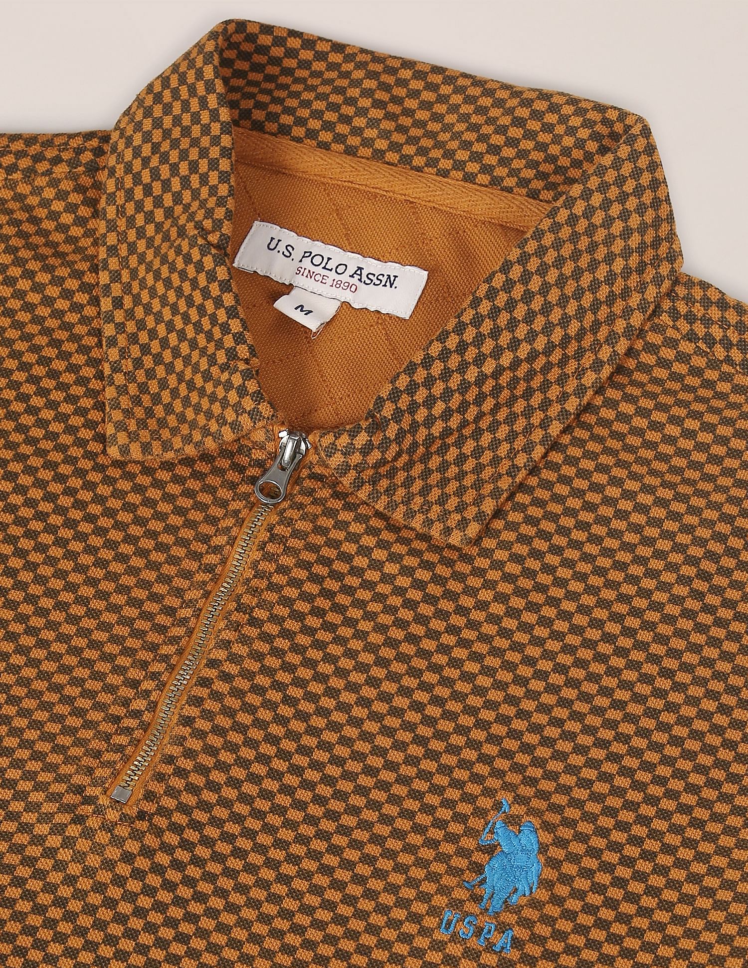 U.S. Polo Assn. Zipper Placket Checked Polo Shirt