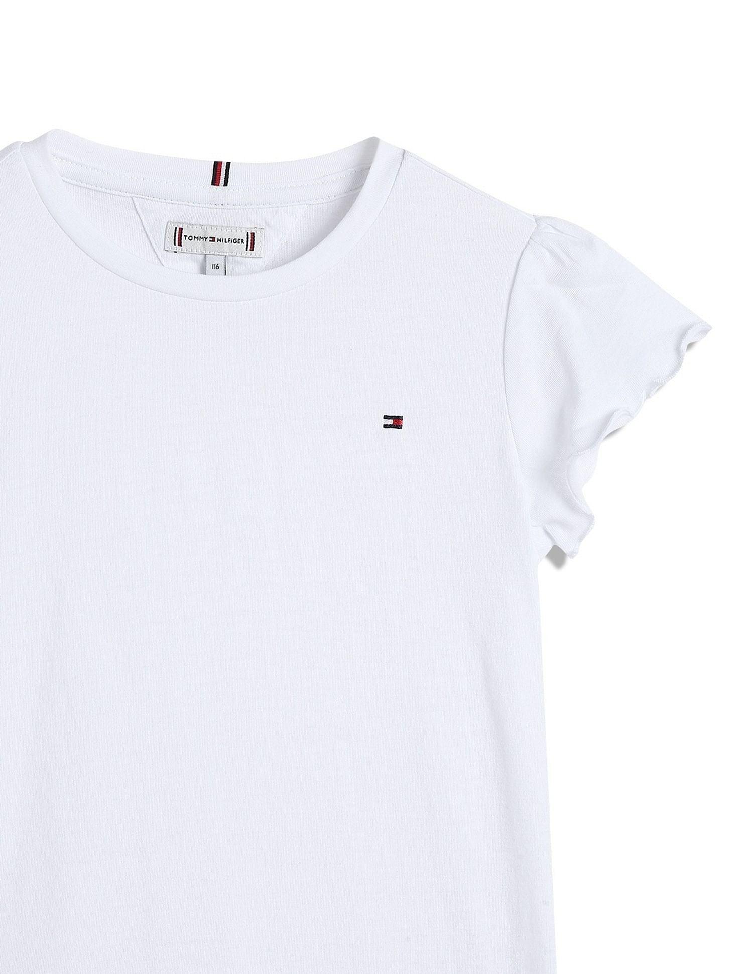 Tommy Hilfiger Kids Girls Solid Slim-Fit Cotton T-Shirt