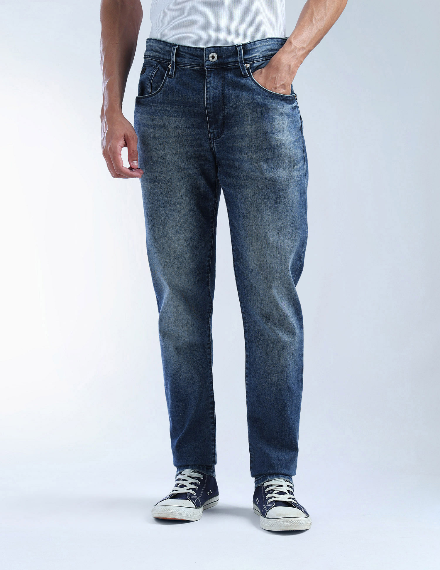 Flying Machine Slash Slim Tapered Fit Whiskered Jeans