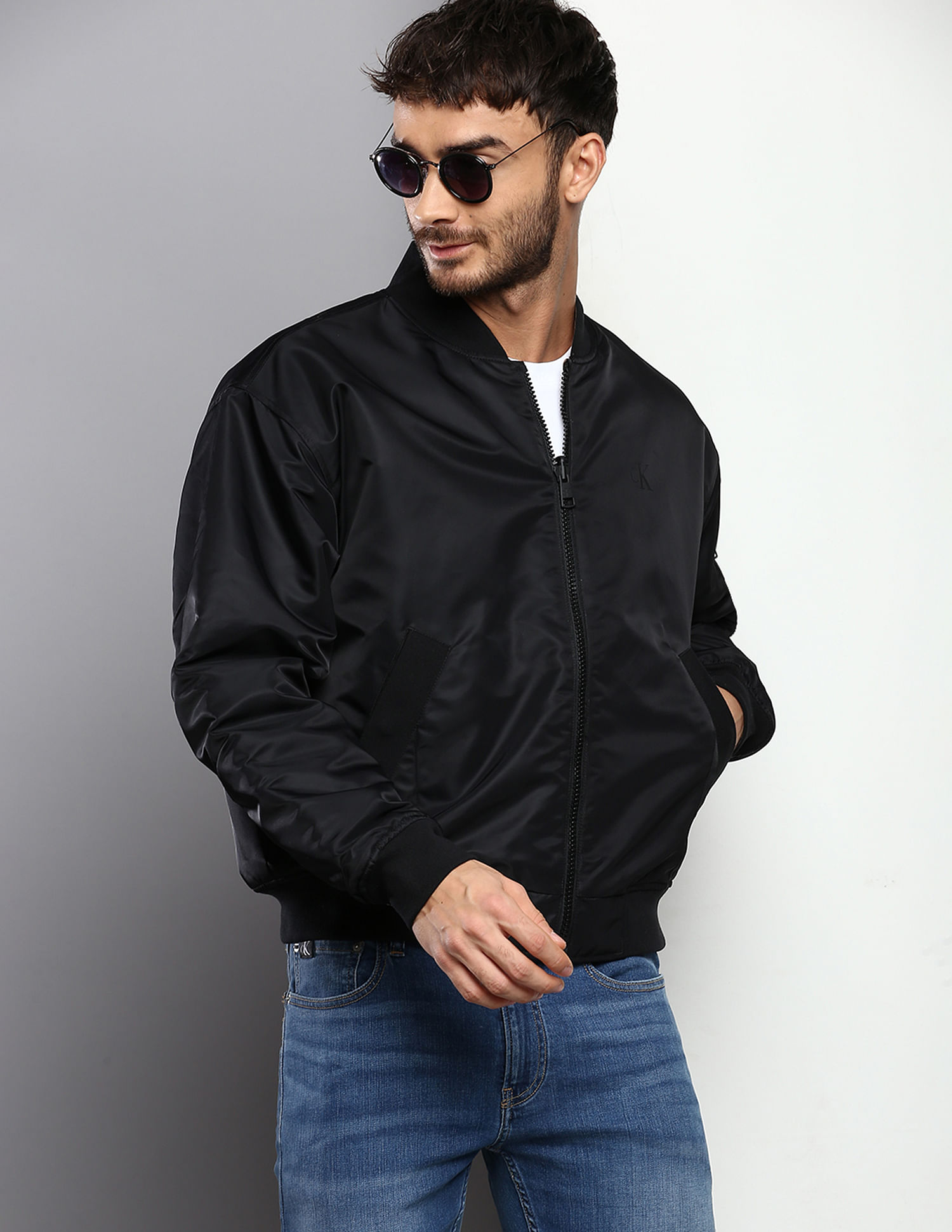 Calvin klein cheap black bomber jacket