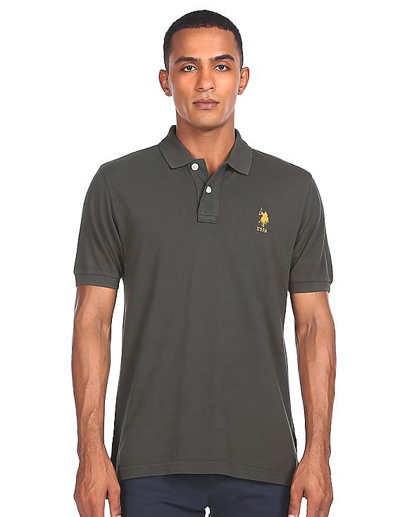 U.S. Polo Assn. Ribbed Collar Solid Polo Shirt