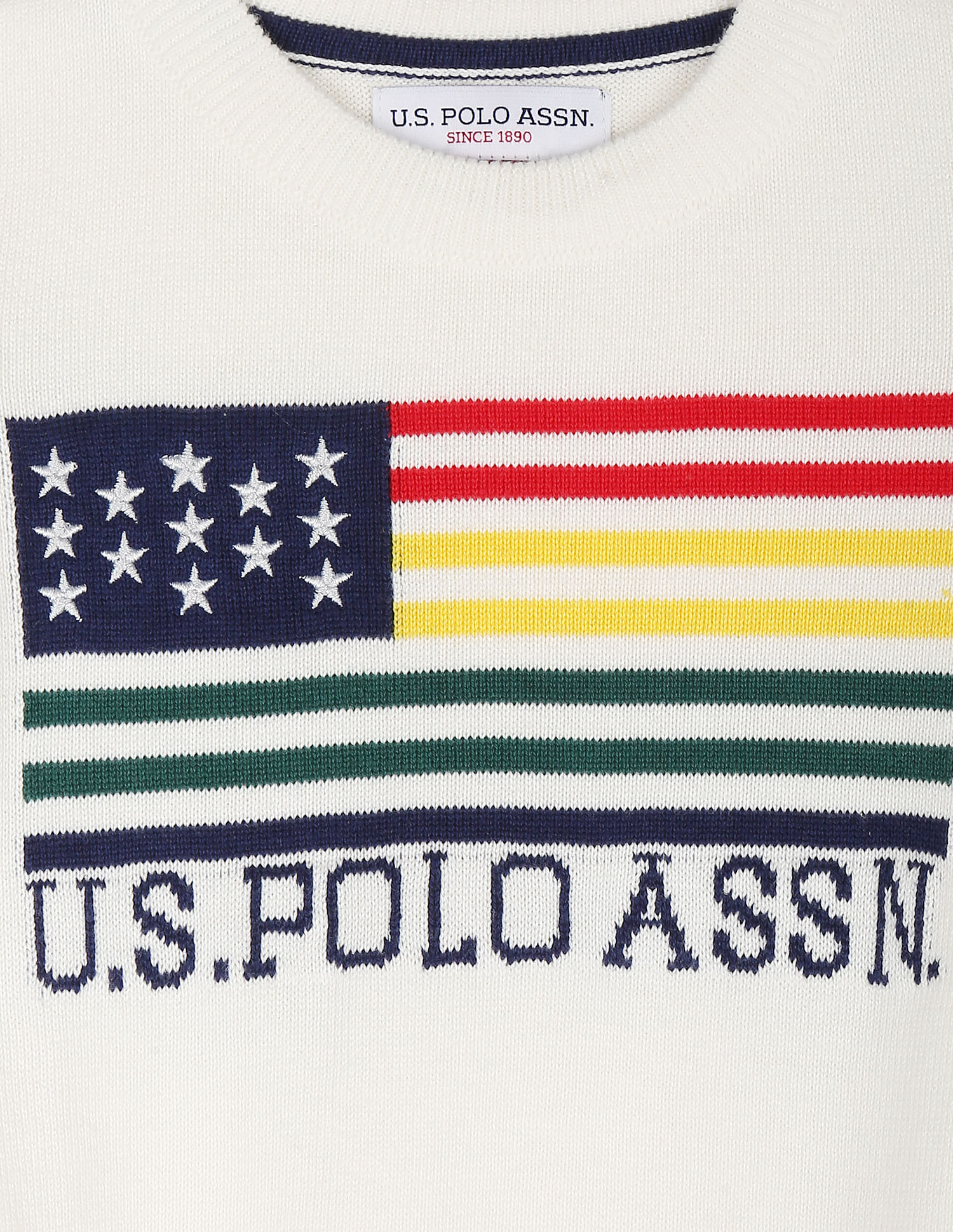 U.S. Polo Assn. Kids Crew Neck Patterned Knit Cotton Sweater