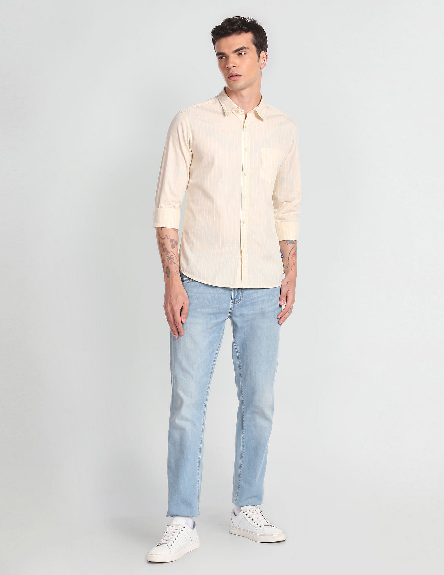 Flying Machine Vertical Stripe Slim Fit Shirt