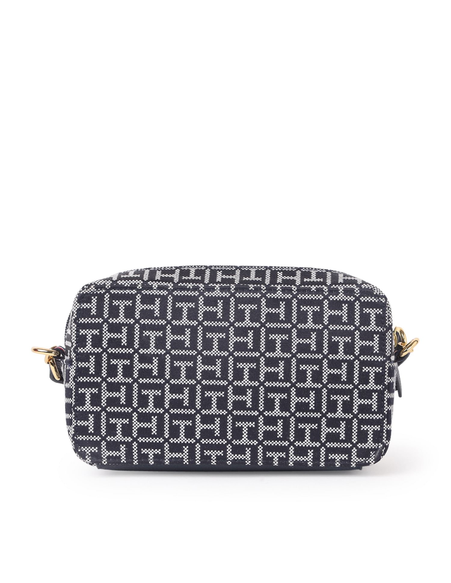 Tommy Hilfiger buy Navy & White Camera Crossbody Square Monogram Jacquard